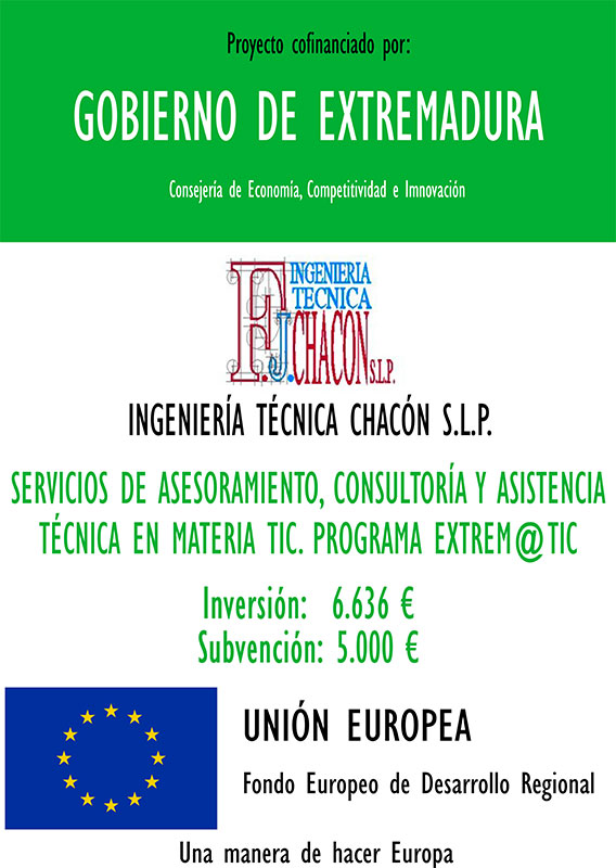 Ingeniera Tcnica Chacn, Proyecto cofinanciado por el Gobierno de Extremadura